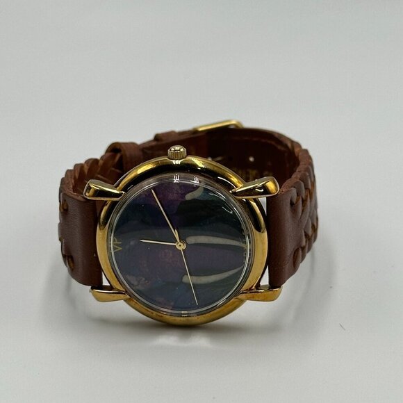 3/$30 Fowler Watch Women Gold Tone Purple Elephant Art Dial Braided Band - Picture 8 of 14